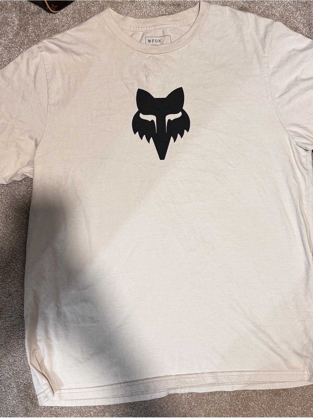 Fox Short Sleeve Crew Tee in Off-White with Black Fox Head